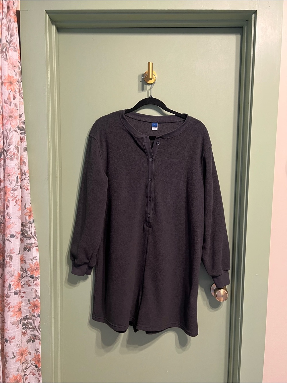 Charcoal Gray Long-Sleeve Fleece Maternity Romper